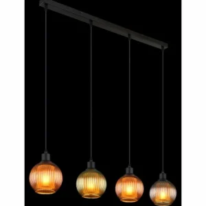 Luminaires Globo Lighting Zumba Suspension Noir, 4 lumières* Lampes En Verre