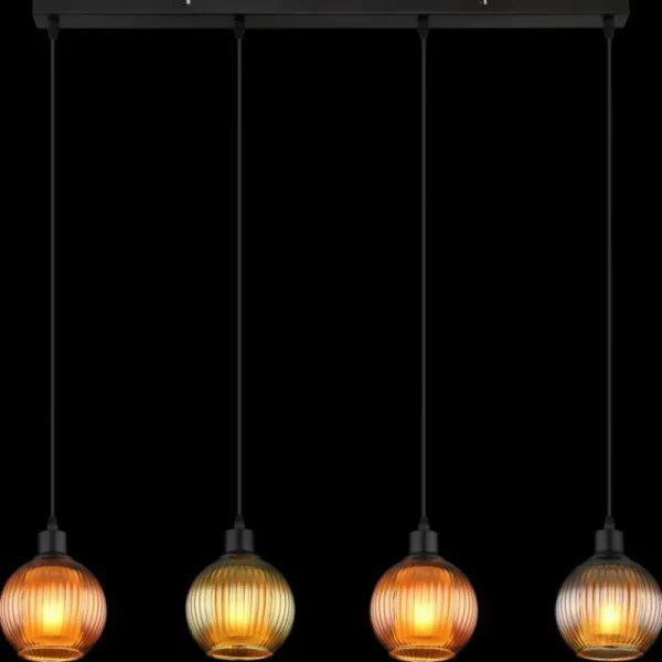 Luminaires Globo Lighting Zumba Suspension Noir, 4 lumières* Lampes En Verre