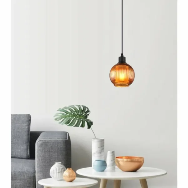 Luminaires Globo Lighting Zumba Suspension Noir, 1 lumière* Lampes En Verre