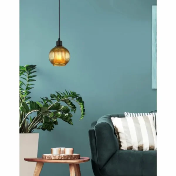 Luminaires Globo Lighting Zumba Suspension Noir, 1 lumière* Lampes En Verre