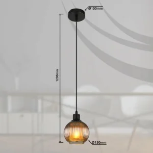 Luminaires Globo Lighting Zumba Suspension Noir, 1 lumière* Lampes En Verre