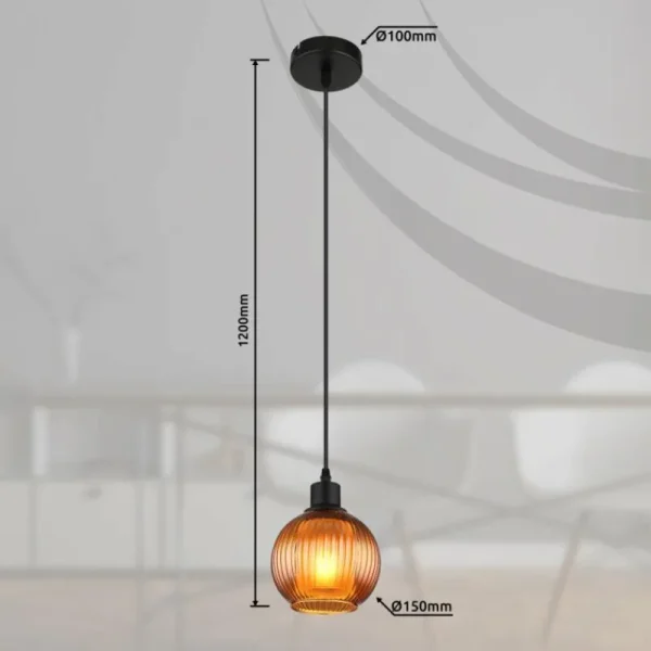 Luminaires Globo Lighting Zumba Suspension Noir, 1 lumière* Lampes En Verre